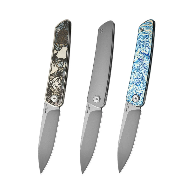 Outdoor Camping Folding Pocket Knife - M398 Steel, Titanium Handle - Pocket Utility Tool - Style 0394 Outdoor Camping Folding Pocket Knife - M398 Steel, Titanium Handle - Pocket Utility Tool - Style 0394