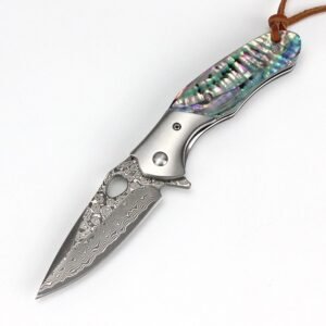 Sandalwood Handle Damascus Folding Knife