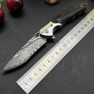 Black Wood Handle Outdoor EDC Folding Knife