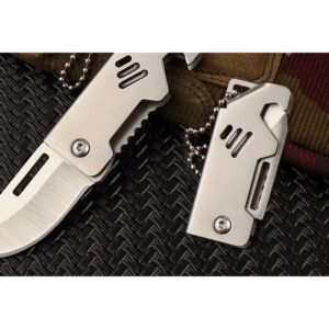 Silver Mini Folding Utility Knife with Keychain