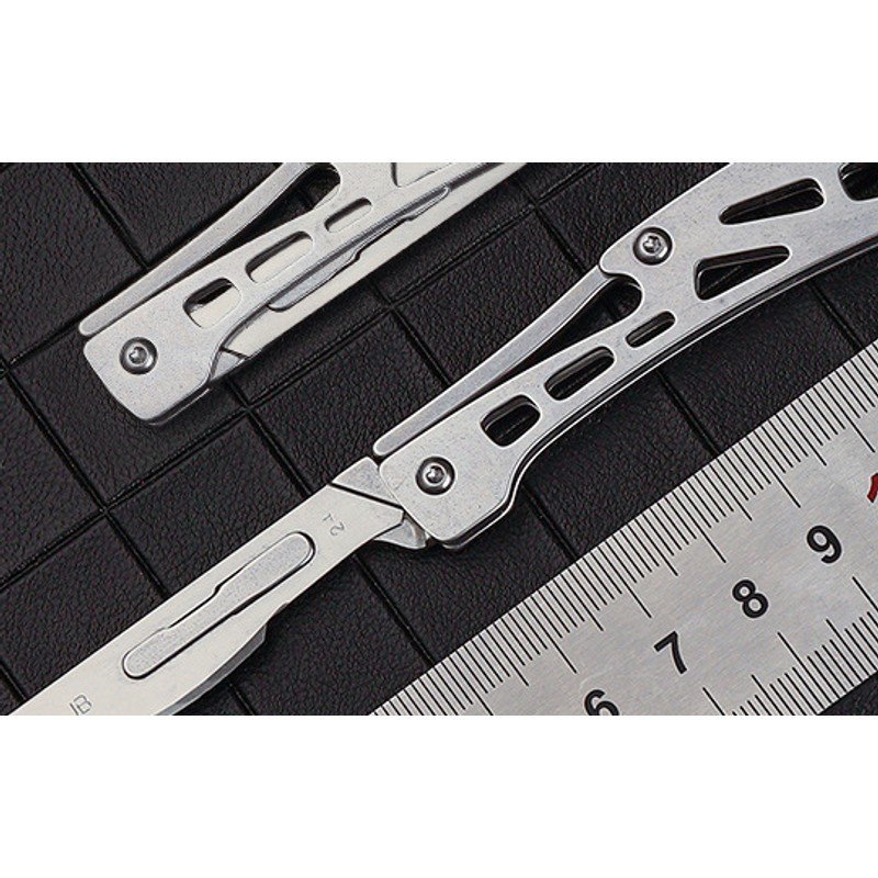 Silver Skeleton Handle Outdoor EDC Folding Knife Pair Silver Skeleton Handle Outdoor EDC Folding Knife Pair