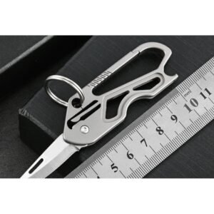 Silver Titanium Keychain Folding Utility Knife