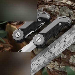 Black Outdoor Folding Knife Pair