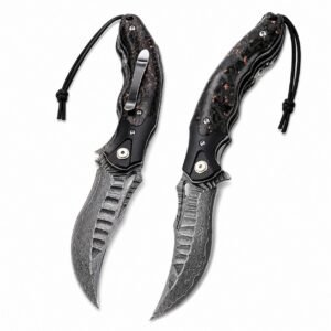 Abyss Damascus Quick-Opening Folding Knife