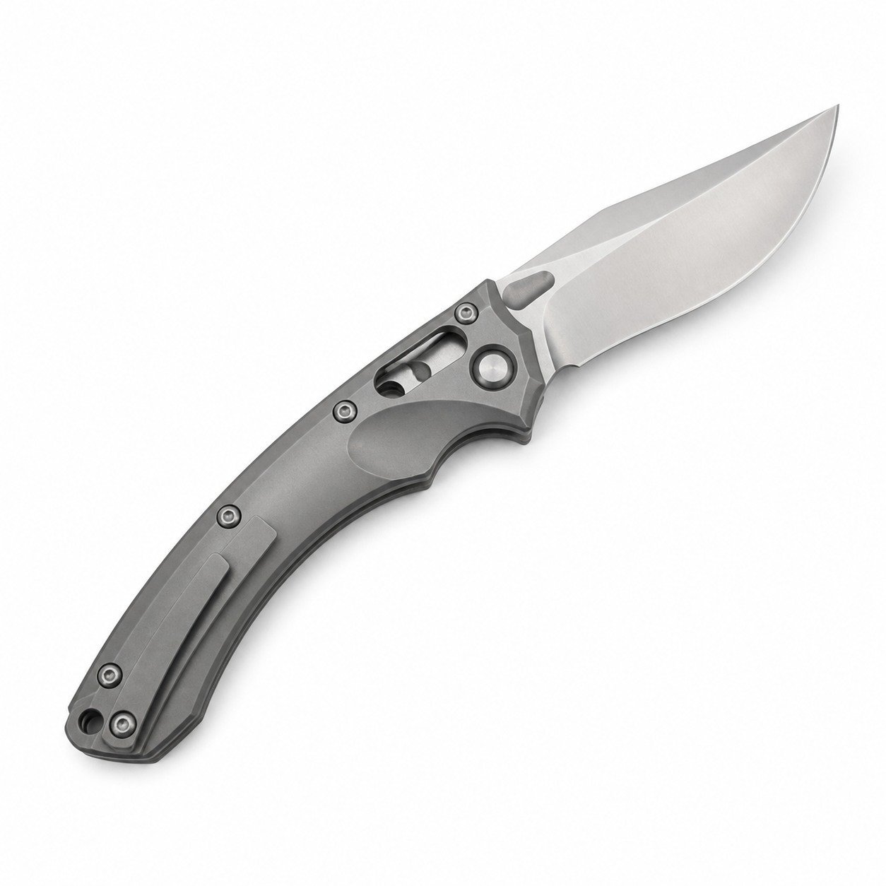 48757-main-white-clean.jpg Microtech Amphibious Titanium Alloy Handle Folding Knife