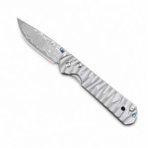 E119 Chris Reeve Big Damascus Small Sand Titanium Handle Folding Knife