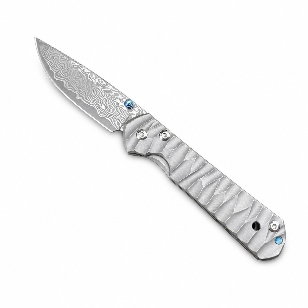 50466-main-white-clean.jpg E119 Chris Reeve Big Damascus Small Sand Titanium Handle Folding Knife
