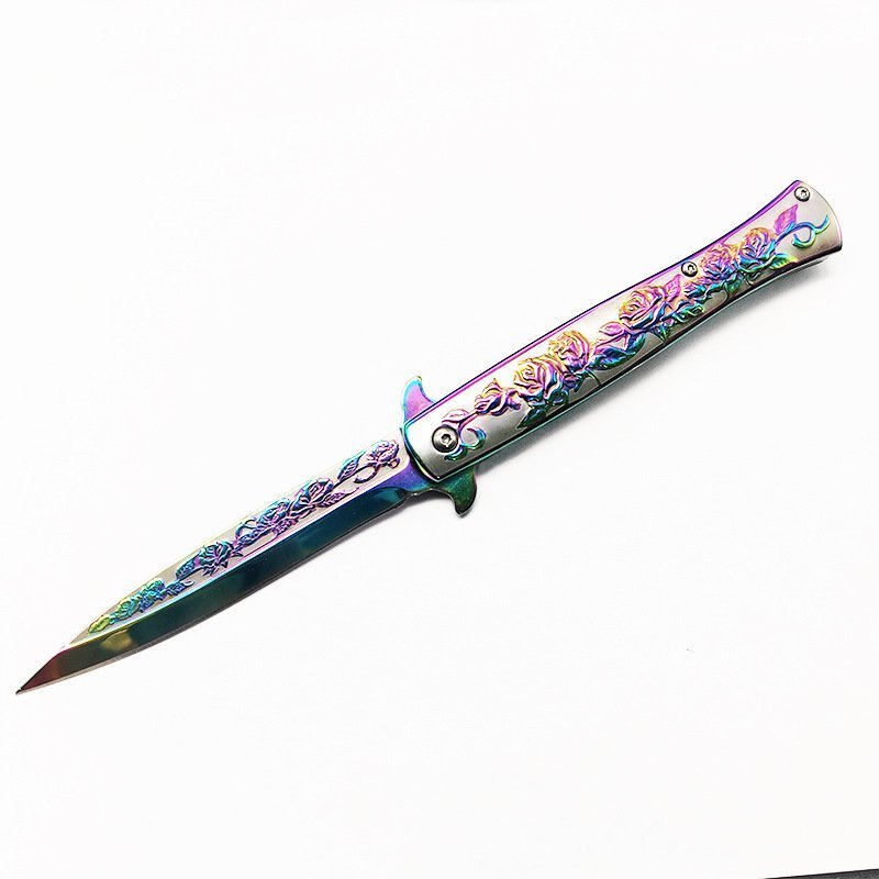 O1CN01ULBuQ11XThVj8mBoj_2206512902925-0-cib.jpg Titanium Rose Engraved Stiletto Knife – Color Finish Design